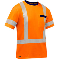 Chemise &agrave; manches courtes et X au dos Bisley, Poly-coton, Petit, Orange haute visibilit&eacute; Southpoint Industrial Supply