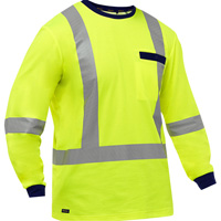 Chemise &agrave; manches longues et X au dos Bisley, Poly-coton, Petit, Jaune lime haute visibilit&eacute; Southpoint Industrial Supply