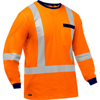 Chemise &agrave; manches longues et X au dos Bisley, Poly-coton, Petit, Orange haute visibilit&eacute; Southpoint Industrial Supply