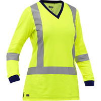 Chemise &agrave; manches longues et X au dos Bisley pour femmes, Poly-coton, Petit, Jaune lime haute visibilit&eacute; Southpoint Industrial Supply