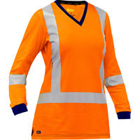 Chemise &agrave; manches longues et X au dos Bisley pour femmes, Poly-coton, Petit, Orange haute visibilit&eacute; Southpoint Industrial Supply