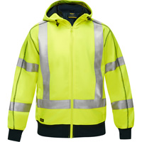 Coton ouat&eacute; doubl&eacute; de sherpa avec capuchon &agrave; fermeture &eacute;clair compl&egrave;te et X au dos Bisley, Petit, Jaune lime haute visibilit&eacute; Southpoint Industrial Supply