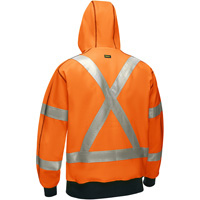 Coton ouat&eacute; doubl&eacute; de sherpa avec capuchon &agrave; fermeture &eacute;clair compl&egrave;te et X au dos Bisley, Petit, Orange haute visibilit&eacute; Southpoint Industrial Supply