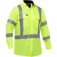 Chemise de travail &agrave; manches longues et X au dos Bisley avec X-Airflow, Poly-coton, Petit, Jaune lime haute visibilit&eacute; Southpoint Industrial Supply