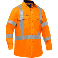 Chemise de travail &agrave; manches longues et X au dos Bisley avec X-Airflow, Poly-coton, Petit, Orange haute visibilit&eacute; Southpoint Industrial Supply
