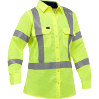 Chemise de travail &agrave; manches longues et X au dos Bisley avec X-Airflow pour femmes, Poly-coton, Petit, Jaune lime haute visibilit&eacute; Southpoint Industrial Supply