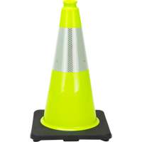 C&ocirc;ne de signalisation de premi&egrave;re qualit&eacute;, 18", Vert lime, Bande(s) r&eacute;fl&eacute;chissante(s) 6" Southpoint Industrial Supply