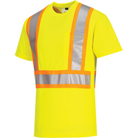 T-shirt de s&eacute;curit&eacute; &agrave; bandes contrastantes, Polyester, Petit, Jaune lime haute visibilit&eacute; Southpoint Industrial Supply