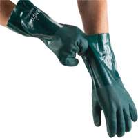 Double Dipped Green Gloves, 14" L, PVC, Cotton Jersey Inner Lining, 70-mil Southpoint Industrial Supply