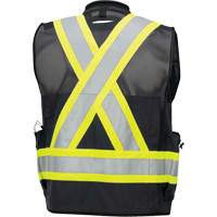 6679 High-Visibility Antimicrobial Mesh-Back Surveyor Vest, Black, Small, Polyester Southpoint Industrial Supply