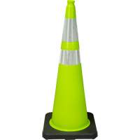 C&ocirc;ne de signalisation de premi&egrave;re qualit&eacute;, 36", Vert lime, Bande(s) r&eacute;fl&eacute;chissante(s) 4" & 6" Southpoint Industrial Supply