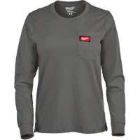GRIDIRON Long Sleeve Pocket T-Shirt, Women's, X-Small, Grey Southpoint Industrial Supply