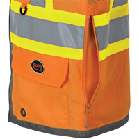 Pioneer Mesh Back Zip Front Surveyor Safety Vest, High Visibility Orange, Small, Polyester Southpoint Industrial Supply