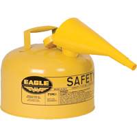 Safety Can for Diesel with Funnel, Type I, Galvanized Steel, 2.5 US gal., Yellow, FM Approved/UL/ULC Listed Southpoint Industrial Supply