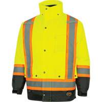 5057 Pioneer&reg; Yukon 7-in-1 Waterproof Winter Safety Parka, Polyester, Black/High Visibility Lime-Yellow, X-Small Southpoint Industrial Supply