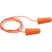 Bouchons d'oreilles coniques jetables en mousse de PU orange SEALTEC33, Avec cordon, Vrac - Boîte, 33 dB NRR, Taille unique Southpoint Industrial Supply