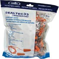 Bouchons d'oreilles coniques jetables en mousse de PU orange SEALTEC33, Vrac - Sac en poly, Avec cordon Southpoint Industrial Supply