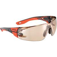 Lunettes de s&eacute;curit&eacute; RUSH+ 2.0 avec monture noire et rouge, M/G, Lentille Cuivre, Antibu&eacute;e/Anti-&eacute;gratignures, ANSI Z87+ Southpoint Industrial Supply