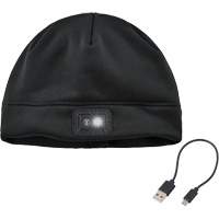 N-Ferno&reg; Winter Skull Cap with LED Rechargeable Light, Fleece Lining, One Size, Black Southpoint Industrial Supply