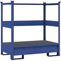 Palette de confinement de d&eacute;versement de transport bleu pour 2 barils avec rails lat&eacute;raux, Capacit&eacute; de d&eacute;versement 66 gal. US, 55" x 34" x 58" Southpoint Industrial Supply
