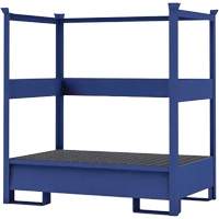 Palette de confinement de d&eacute;versement de transport bleu pour 2 barils avec rails lat&eacute;raux, Capacit&eacute; de d&eacute;versement 66 gal. US, 55" x 34" x 58" Southpoint Industrial Supply