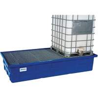 Palette de r&eacute;tention bleue en poly&eacute;thyl&egrave;ne pour 2 GRV, avec caillebotis galvanis&eacute; Southpoint Industrial Supply