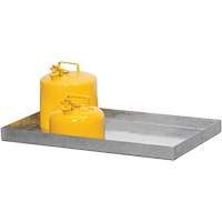Bac de r&eacute;tention en acier galvanis&eacute;, 48" lo x 18" la x 3" h, Cap. de d&eacute;versement 11 gal. US Southpoint Industrial Supply