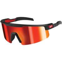 Wraparound Safety Glasses, Red/Mirror Lens, Anti-Scratch, ANSI Z87+/Meets/Exceeds CSA Z94.3 Southpoint Industrial Supply