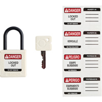 Velocity Compact Safety Lockout Padlocks, White, Keyed Alike, Nylon, 1-1/4" Width Southpoint Industrial Supply
