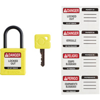 Velocity Compact Safety Lockout Padlocks, Yellow, Keyed Alike, Nylon, 1-1/4" Width Southpoint Industrial Supply