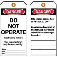 &eacute;tiquettes de verrouillage, Plastique, 3" la x 5-1/2" h, Anglais Southpoint Industrial Supply