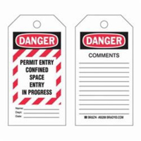 "Confined Space" Tags, Polyester, 3" W x 5-3/4" H, English Southpoint Industrial Supply