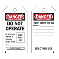 Self-Laminating "Do Not Operate" Tags, Polyester, 3" W x 5-3/4" H, English SX840 | Southpoint Industrial Supply