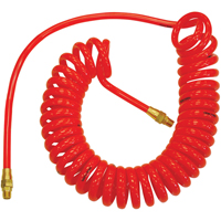 Flexcoil Self-Storing Polyurethane Air Hoses With Fittings, Air, 1/4" ID x 15' L, Polyurethane, 140 PSI at 23 °C Southpoint Industrial Supply