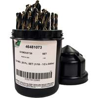 Mechanics Length Jobber Drill 135° - 1/16" to 1/2" by 1/64", 29 Pieces, High Speed Steel Southpoint Industrial Supply