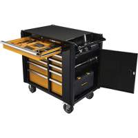 Powered Tool Cart, 11 Drawers, 42-1/2" W x 24-7/16" D x 41" H, Black/Orange Southpoint Industrial Supply