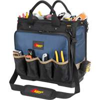 Sac &agrave; outils pour technicien &agrave; base moul&eacute;e et &agrave; compartiments multiples, Polyester balistique, 54 pochettes, Noir/Bleu Southpoint Industrial Supply