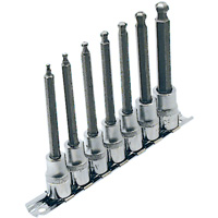 Jeu de douilles &agrave; embouts longs et sph&eacute;riques de 4" SAE LHSW-3807, Sph&egrave;re hexagonale, Prise 3/8", 7 mr Southpoint Industrial Supply