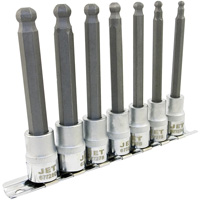 Jeu de douilles &agrave; embouts longs et sph&eacute;riques de 4" m&eacute;triques LHSW-3807, Sph&egrave;re hexagonale, Prise 3/8", 7 mr Southpoint Industrial Supply