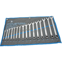 Fully Polished Long Pattern Combination Wrench Set, Combination, 16 Pieces, Metric Southpoint Industrial Supply