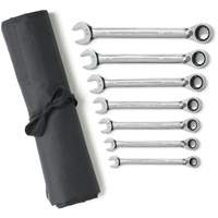 Jeu de cl&eacute;s &agrave; cliquets r&eacute;versibles SAE &agrave; 12 pans et 72 dents avec pochette &agrave; outils enroulable, Combinaison, 7 morceaux, Imp&eacute;rial Southpoint Industrial Supply
