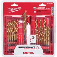 Shockwave Red Helix Metric Drill Bit Set, 25 Pieces, Titanium Southpoint Industrial Supply