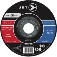 A60PX Power-Xtreme Cut-Off Wheel, 6" x 3/64", 7/8" Arbor, Type 27, 10200 RPM Southpoint Industrial Supply