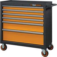 GSX Series Rolling Tool Cabinet, 6 Drawers, 36" W x 18-1/5" D x 37-2/5" H, Black/Orange Southpoint Industrial Supply