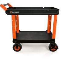 Chariot utilitaire industriel &agrave; 2 tablettes RAILWORKS avec roulettes de 8", 47" lo x 24-1/2" la x 37-4/5" h, Noir/Orange Southpoint Industrial Supply