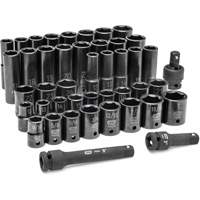 6 Point SAE/Metric Socket Set, 44 Pcs, Impact, 1/2" Drive Size, Deep Southpoint Industrial Supply