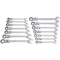 72-Tooth 12 Point Wrench Set, Flex Head/Ratcheting Combination, 14 Pieces, Imperial and Metric Southpoint Industrial Supply