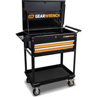 Utility Cart, 2 Drawers, 32-1/2" W x 42" H, Black/Orange Southpoint Industrial Supply