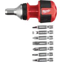 8-in-1 Compact Ratcheting 1/4" Drive Multi-Bit Driver, Cushion Grip Handle Southpoint Industrial Supply