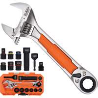 KNECT Adjustable Wrench with Pass-Through Ratchet Set, Adjustable, 10 Pieces, Imperial and Metric Southpoint Industrial Supply